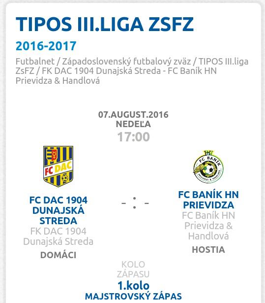 1. kolo TIPOS III. ligy