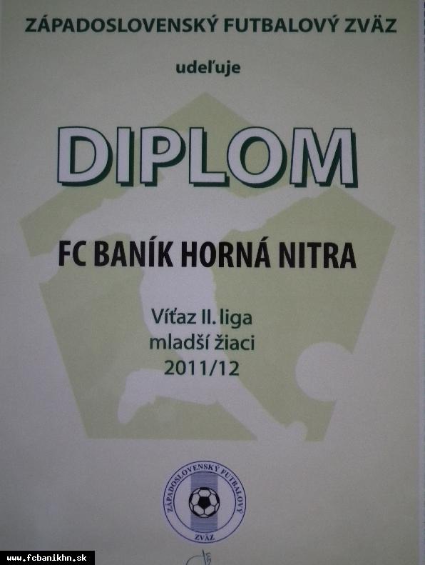 NOVINKA: MLADŠÍ ŽIACI  A II. LIGA SI VYSLÚŽILI DIPLOM