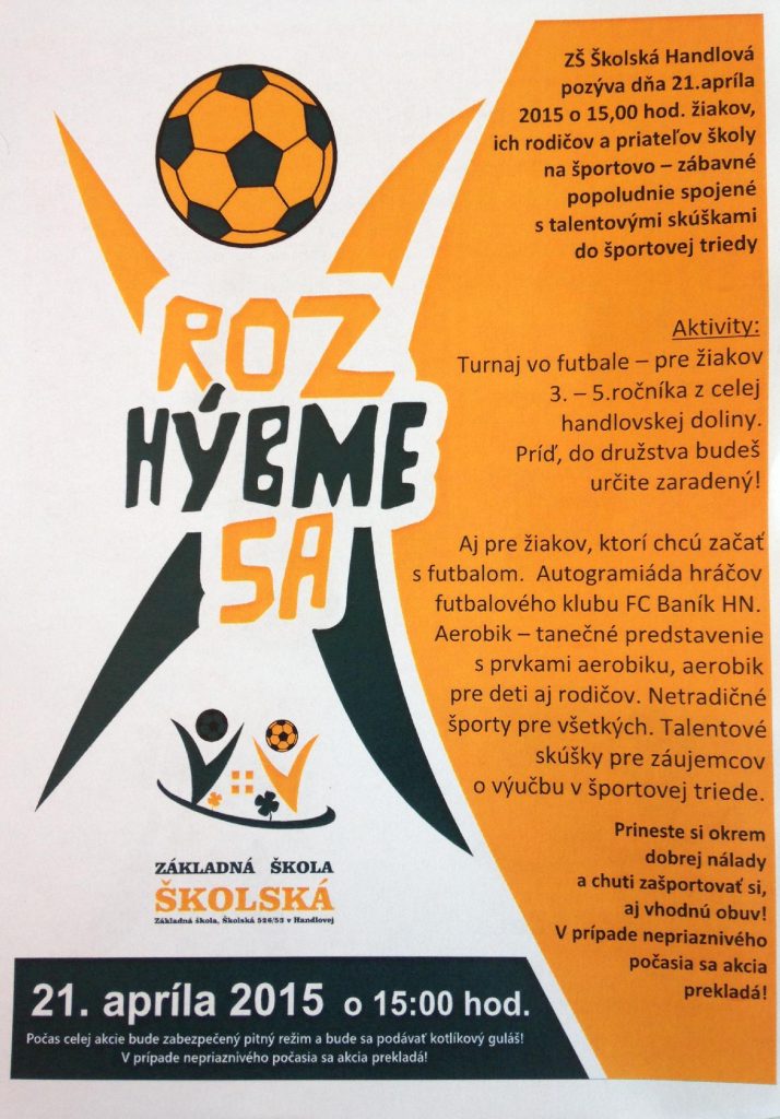 Rozhýbme sa na základnej škole na ul. Školskej v Handlovej !