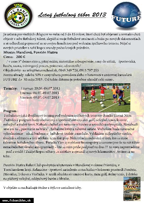 LETNÁ FUTBALOVÁ ŠKOLA 2013