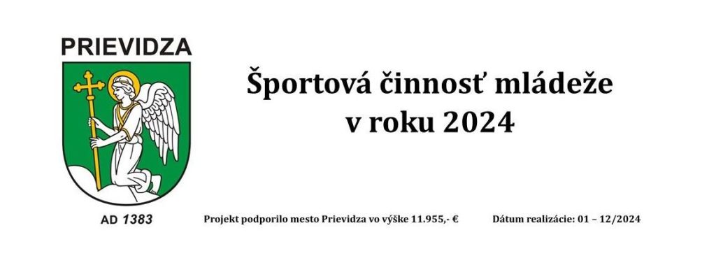Poďakovanie mestu Prievidza – Športová činnosť mládeže v roku 2024