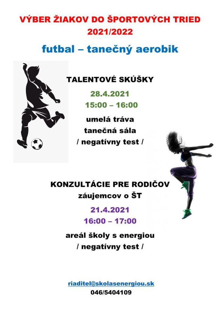 Výber žiakov do športových tried 2021/2022