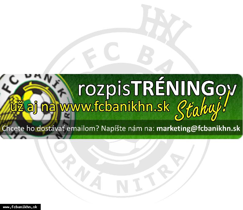 AKTUÁLNY ROZPIS TRÉNINGOV FC BANÍK UŽ AJ NA WEBE
