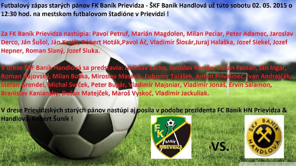 V sobotu exhibičný zápas starých pánov oboch Baníkov !