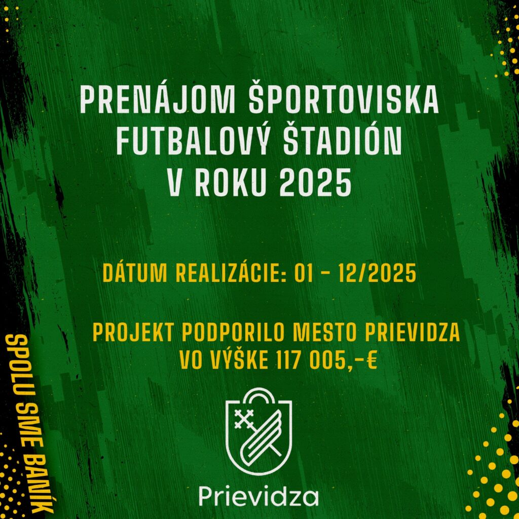 Poďakovanie mestu Prievidza za dotáciu na prenájom futbalového ihriska