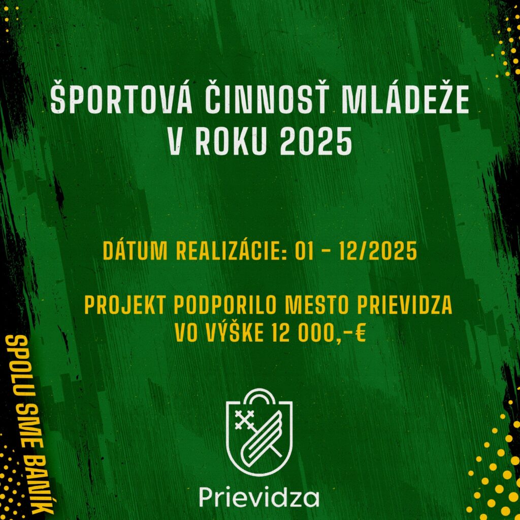 Poďakovanie mestu Prievidza za dotáciu na športovú činnosť mládeže